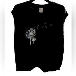 Cute Ladies 2XL Sleeveless Dandelion print Tshirt